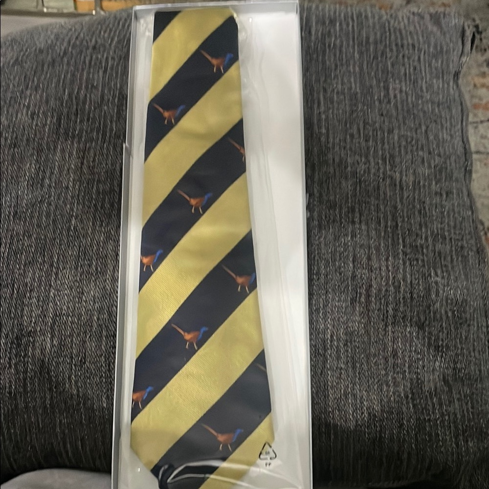 Striped Yellow and Black Tie with Animal Print
